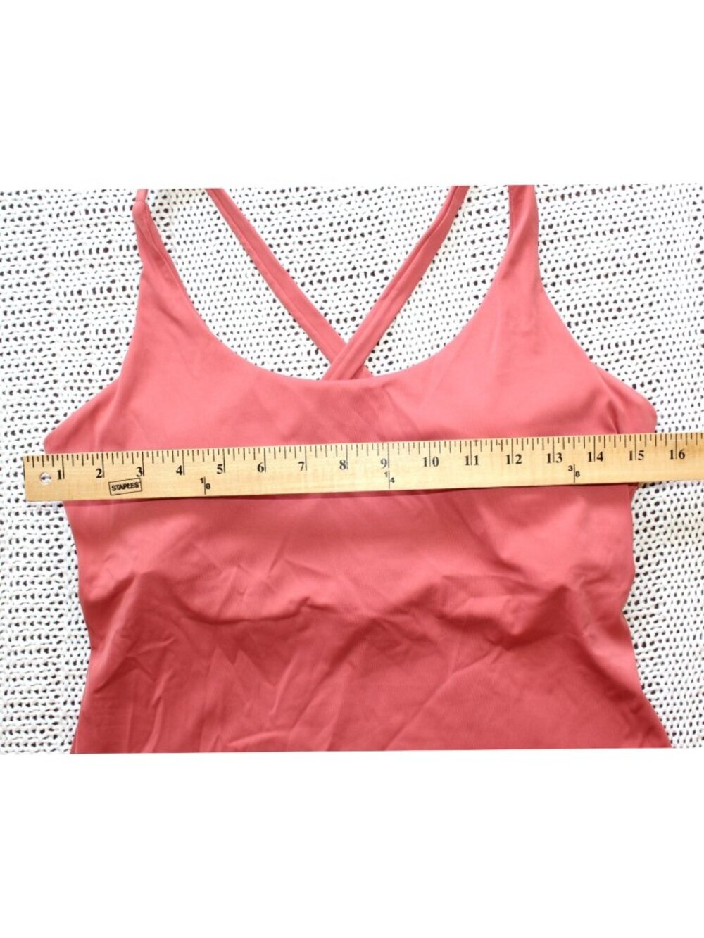 Savvi Kuma Tank Top Padded Shelf Bra Medium Coral pink Criss-cross back Straps - Picture 4 of 10
